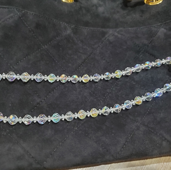 Vintage Iridescent Glass Crystal Beaded Necklace - Picture 8 of 12